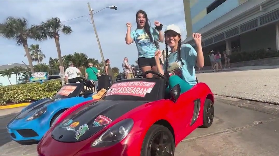 Guinness record attempt for driving in toy car